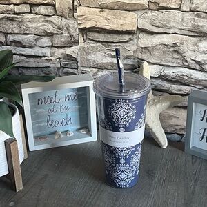 VERA BRADLEY TRAVEL TUMBLER 24OZ STEEL BLUE MEDALLION ***BRAND NEW